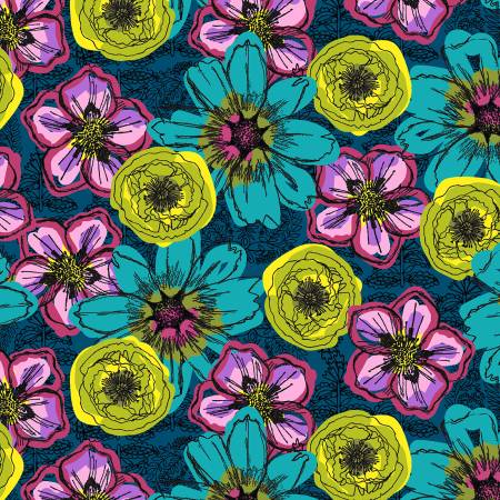 Flower Fields - Teal • Winding Road