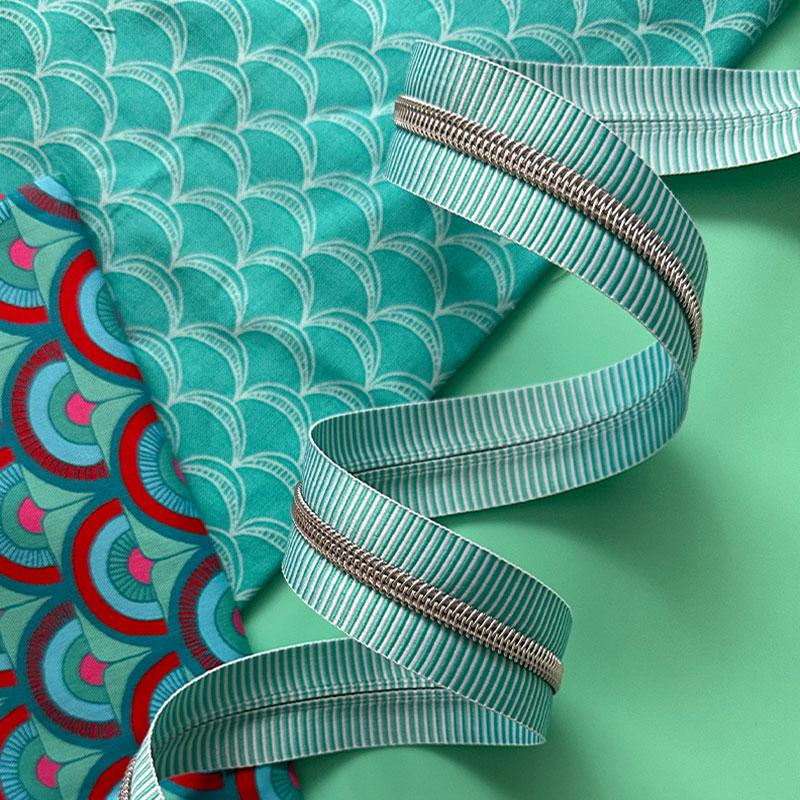 Teal Stripe Zipper 3yds - SASSKIT 17M • Sassafras Lane
