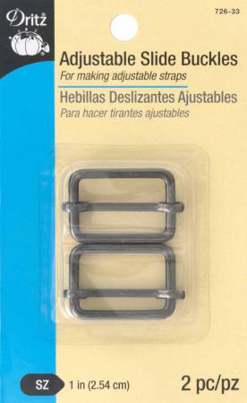 Adjustable Slide Buckles 1in 2pc Gunmetal