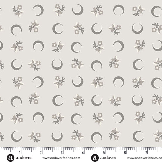 Flower Moon Gray - Nightfall by Andover Fabrics Flower Moon Gray