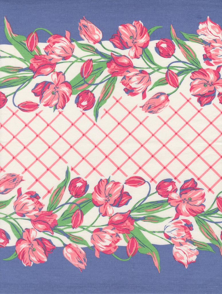 16" Classic Retro Floral Tulips Toweling