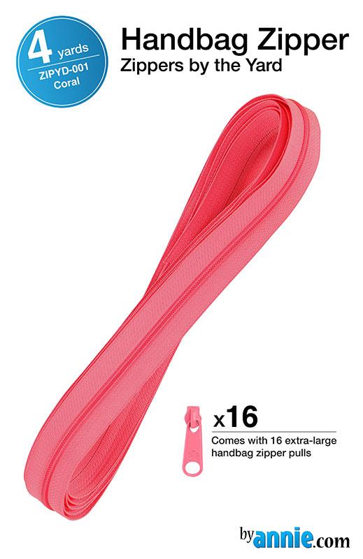 Zipper 4yds with Pulls - Coral • By Annie