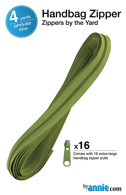 Zipper 4yds with Pulls - Olive • By Annie