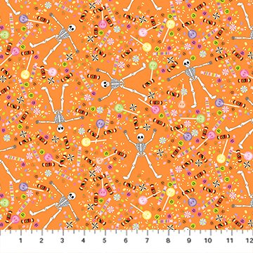 Mr Bones Sews - Orange 91075-56 • FIGO Fabrics