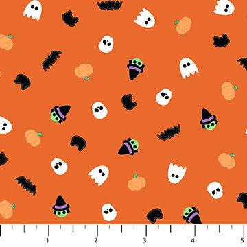 Mr Bones Sews - Orange 91076-56 • FIGO Fabrics