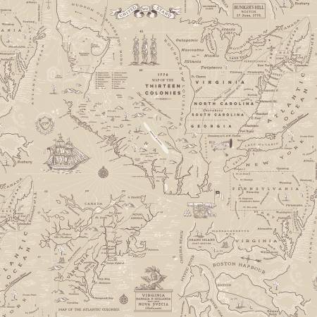 Colonial Map Beige • Independence by Riley Blake