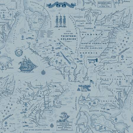 Colonial Map Blue • Independence by Riley Blake
