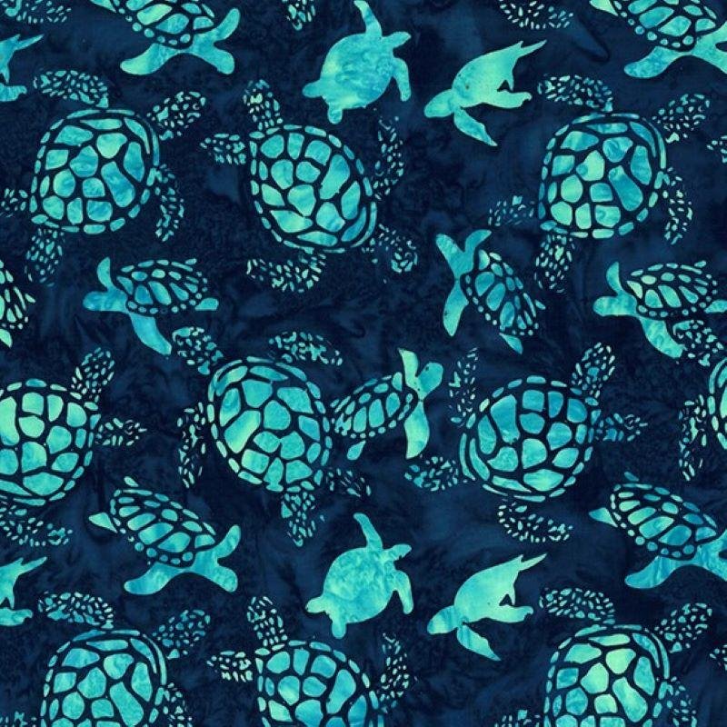 W2602 - 703 Deep Teal - Turtles • Bali Batik