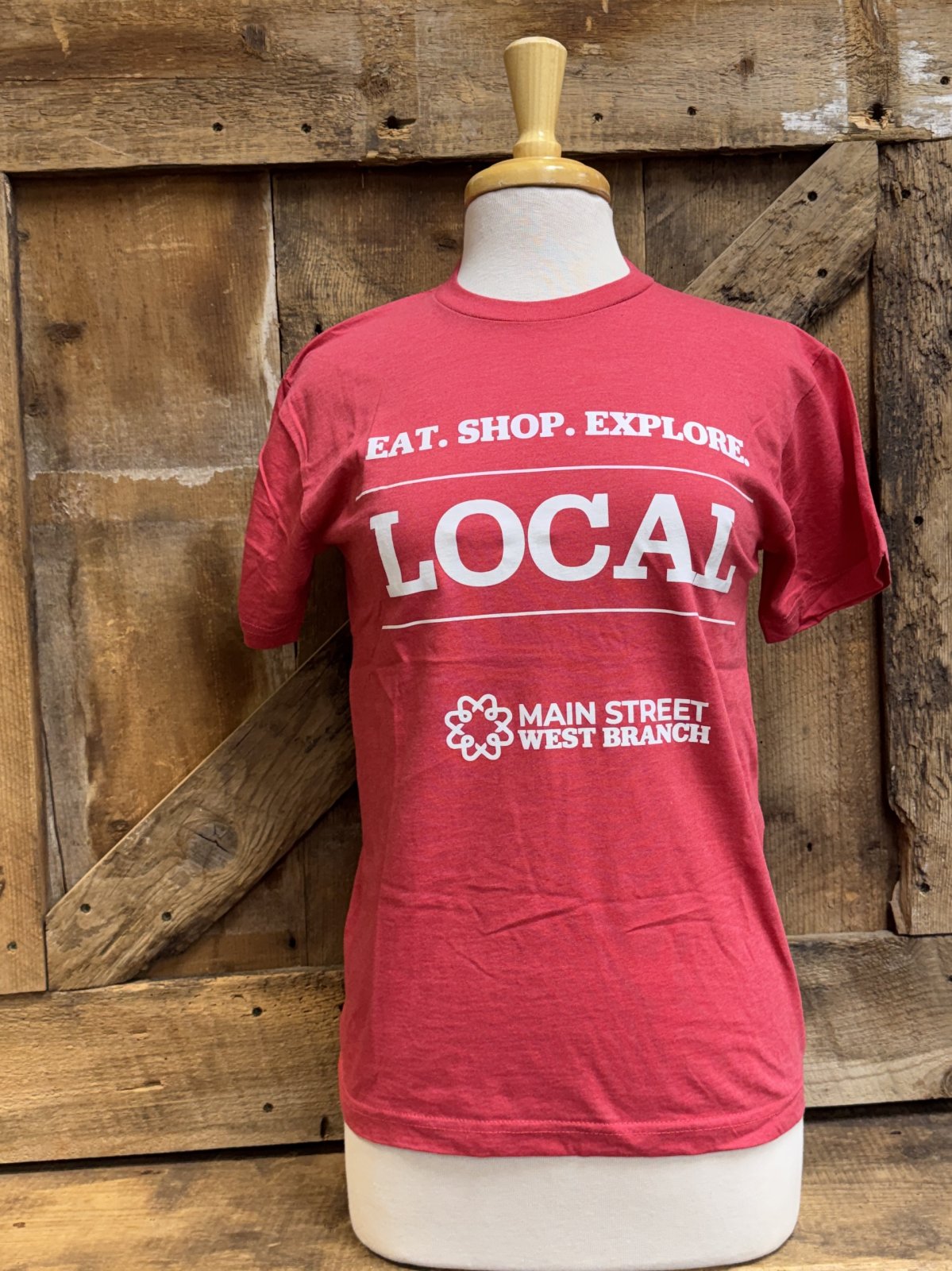MSWB • SM - Heather Red - "LOCAL, Eat. Shop. Explore" T-Shirt