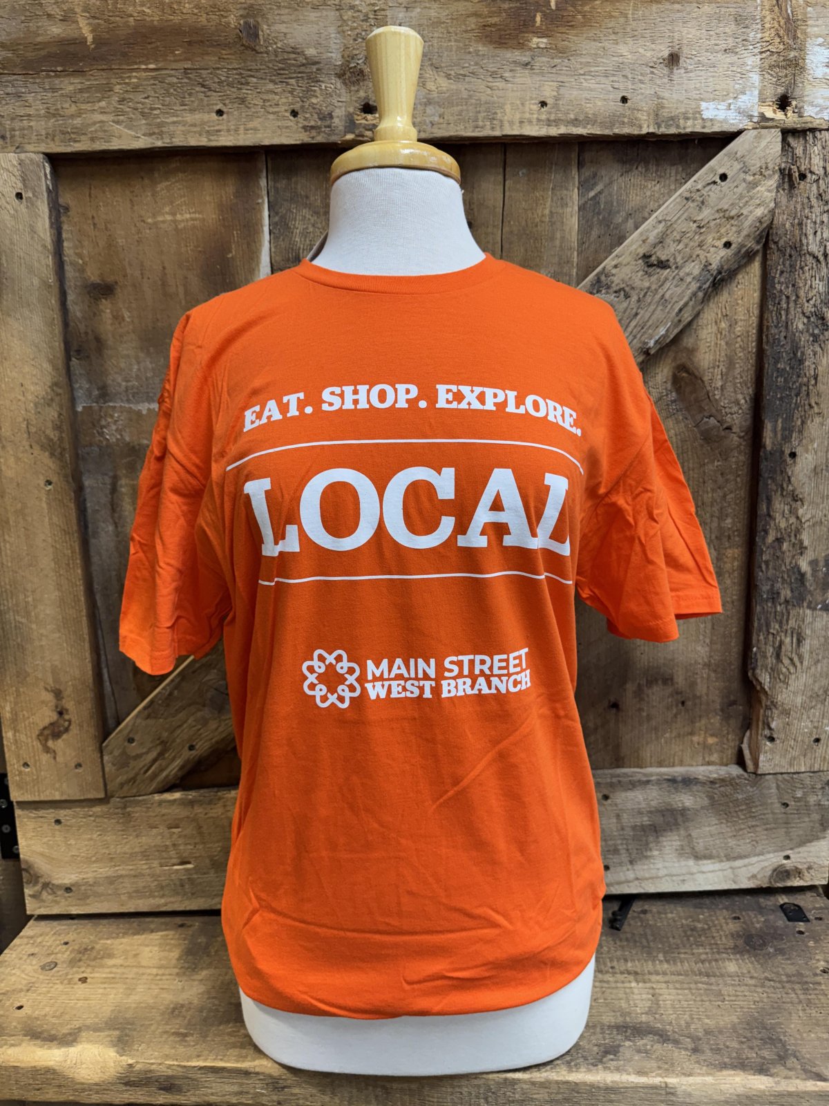 MSWB • L - Orange - "LOCAL, Eat. Shop. Explore" T-Shirt