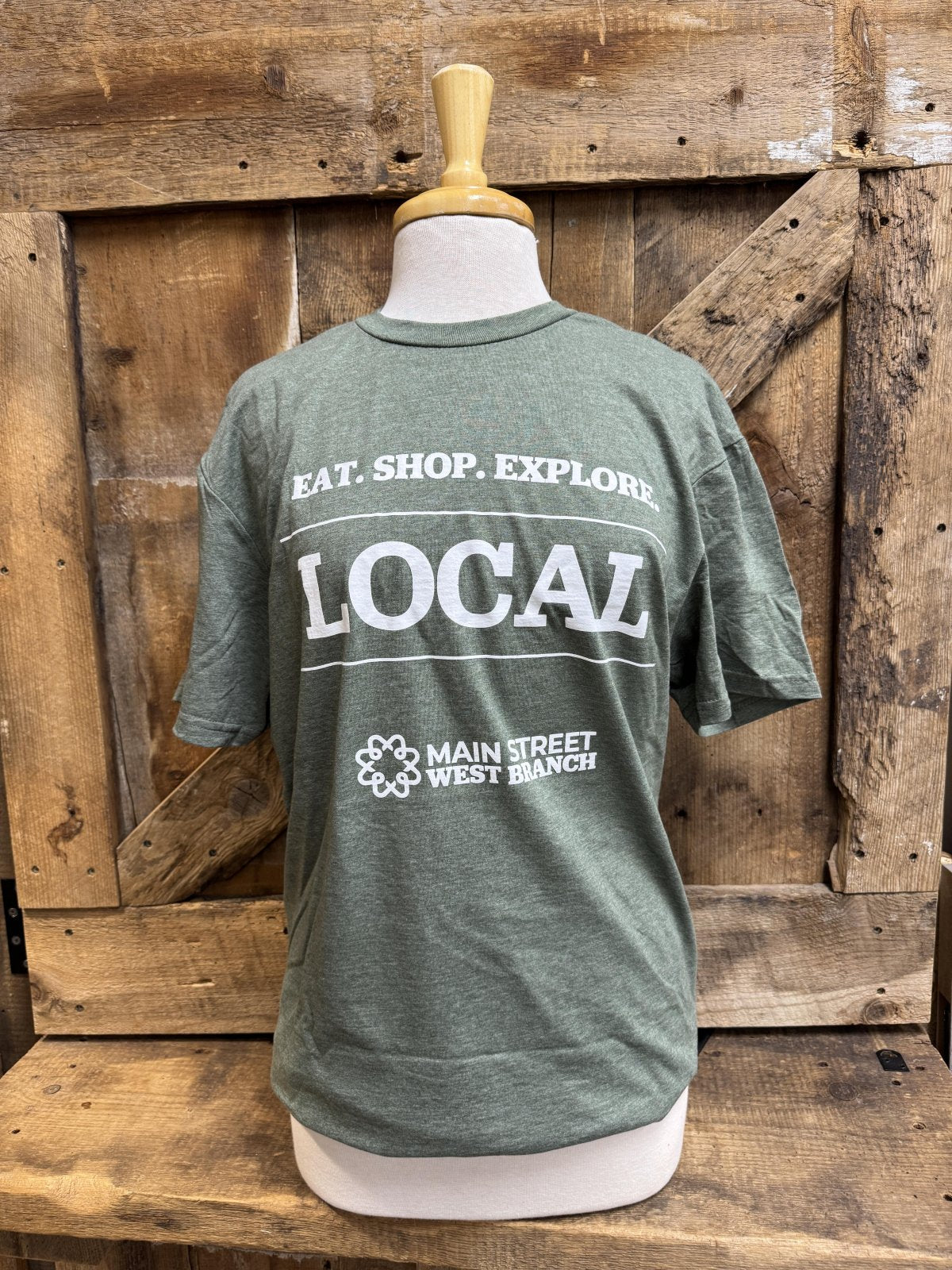 MSWB • L - Heather Green - "LOCAL, Eat. Shop. Explore" T-Shirt
