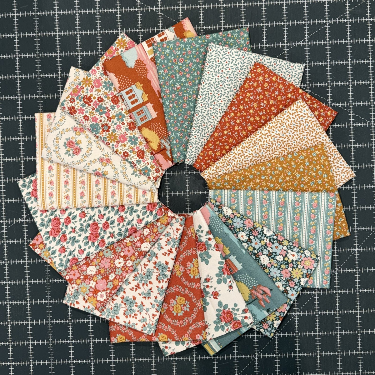 Village Life 17 FQ Bundle - Teal and Rust • Tilda
