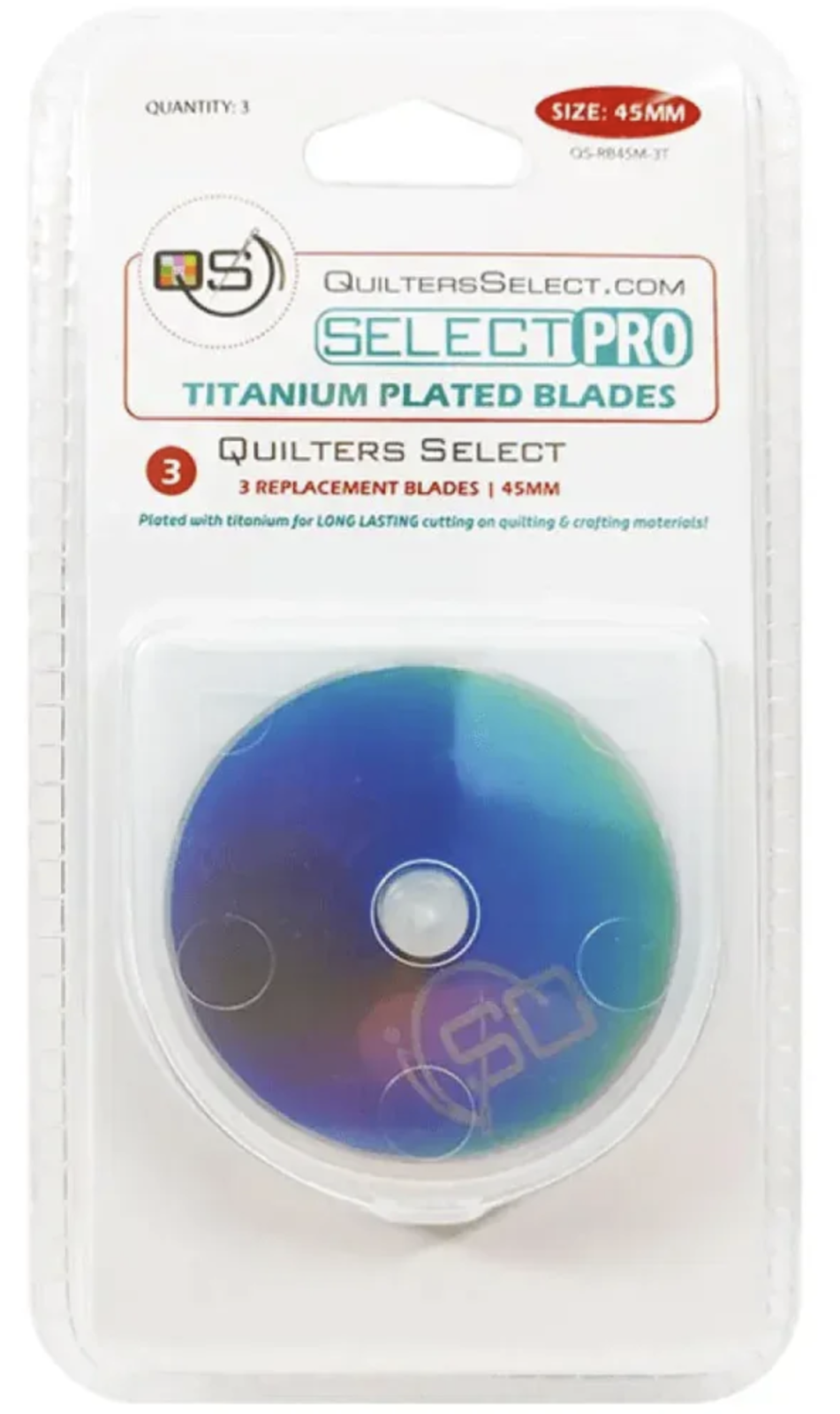 Quilters Select Pro Titanium Plated Blades - 45mm, 3 pack