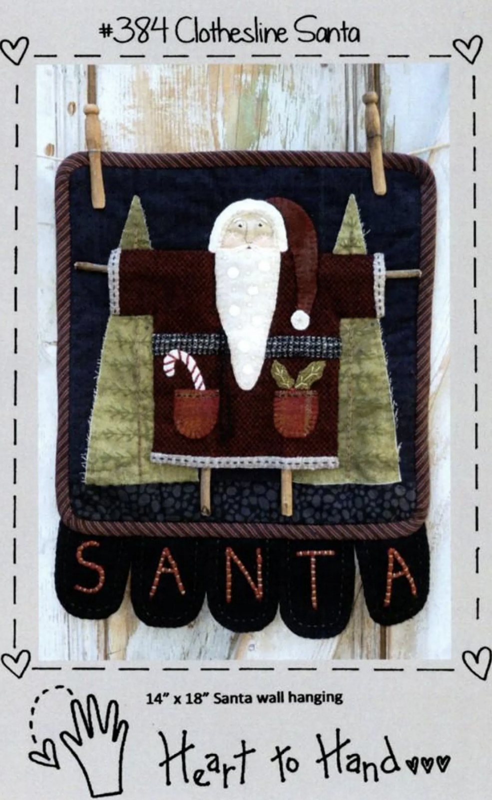 Clothesline Santa Heart to Hand
