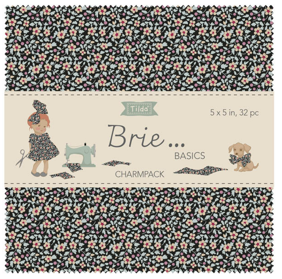 Brie Basics Charm Pack • Tilda 5in squares, 32pcs