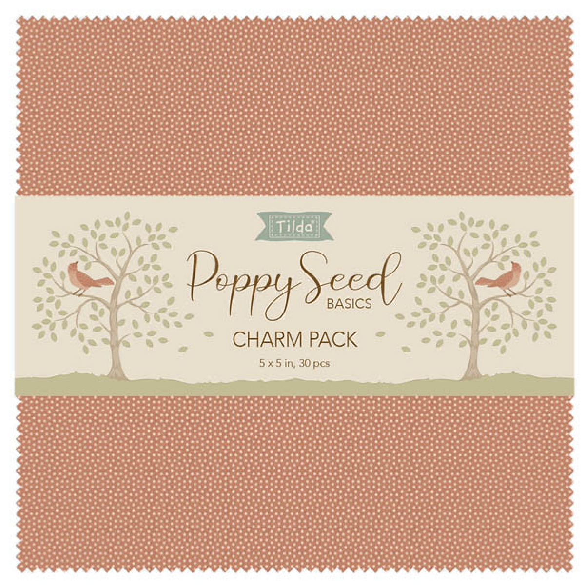 Poppy Seed Charm Pack • Tilda 5in squares, 30pcs 2ea