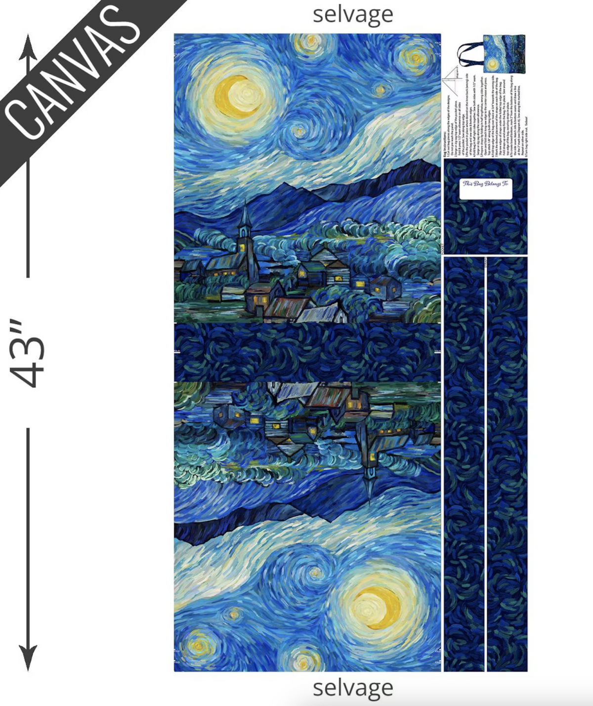 Starry Night • Canvas Bag Panel