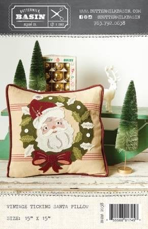 Vintage Ticking Santa Pillow Buttermilk Basin
