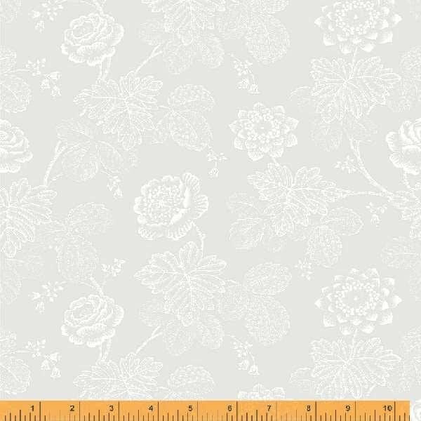 Stippled Floral White on White