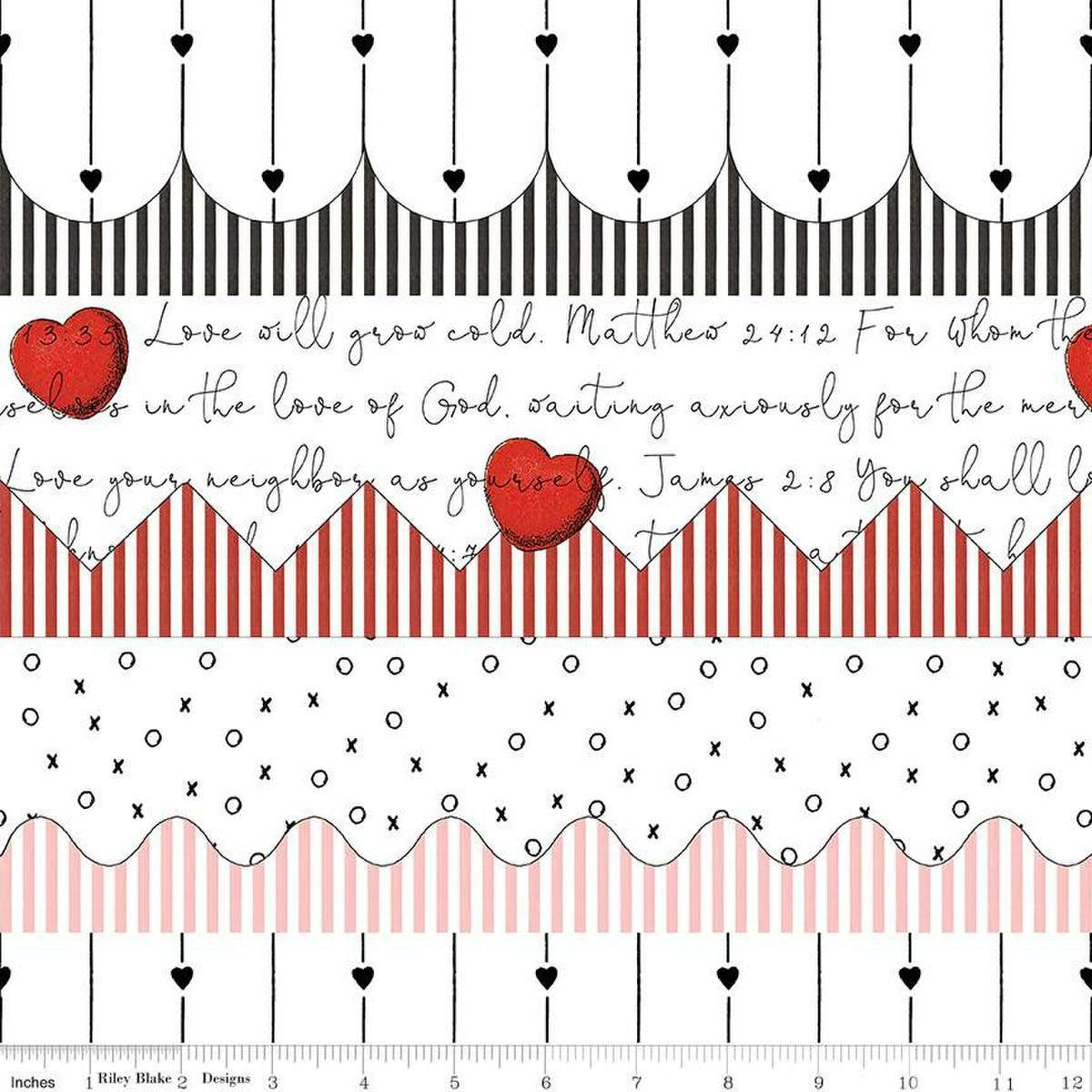 Trimmings Border Stripe White All My Heart