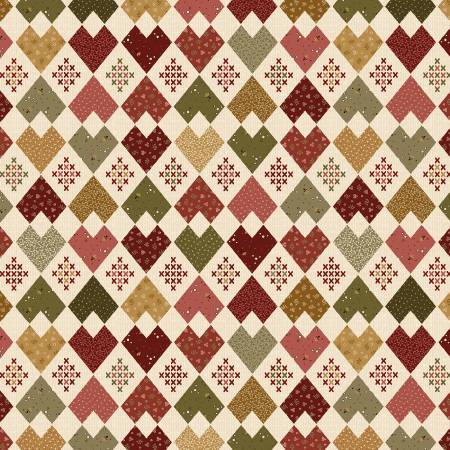 Cream Cross Stitch Hearts - 3165-33 • Home Sweet Home
