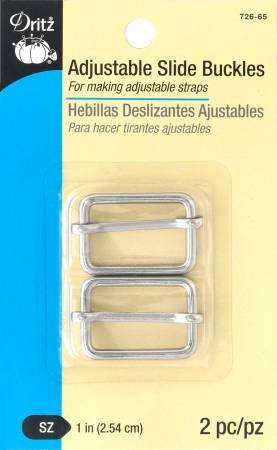 Adjustable Slide Buckles 1in 2pc Silver
