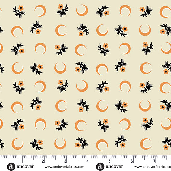 Flower Moon Orange and Cream - Nightfall by Andover Fabrics