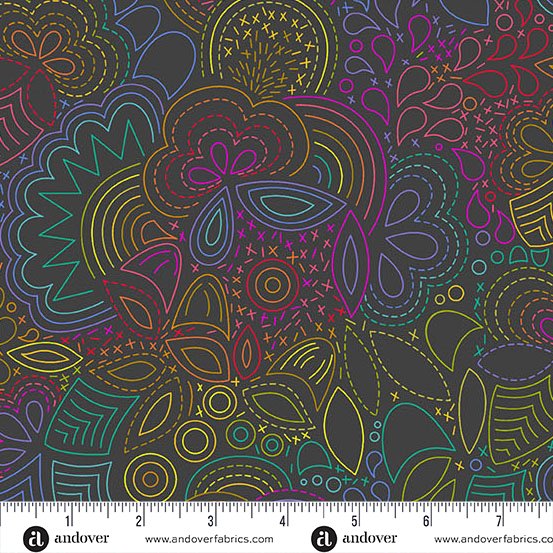 Color Wheel - A 1146 K Night Rainbow Stitched • Alison Glass