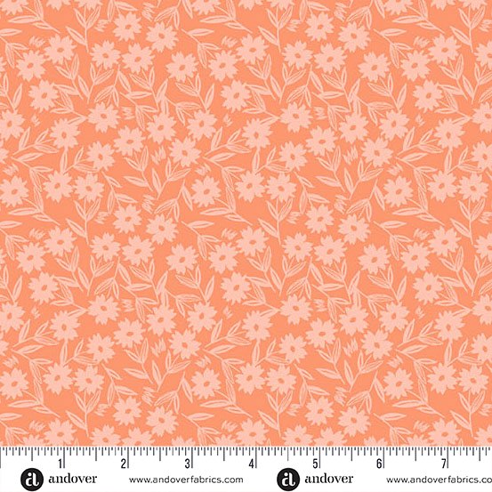 Coral Sunshine Blooms A-1569-O • Petals & Stitches