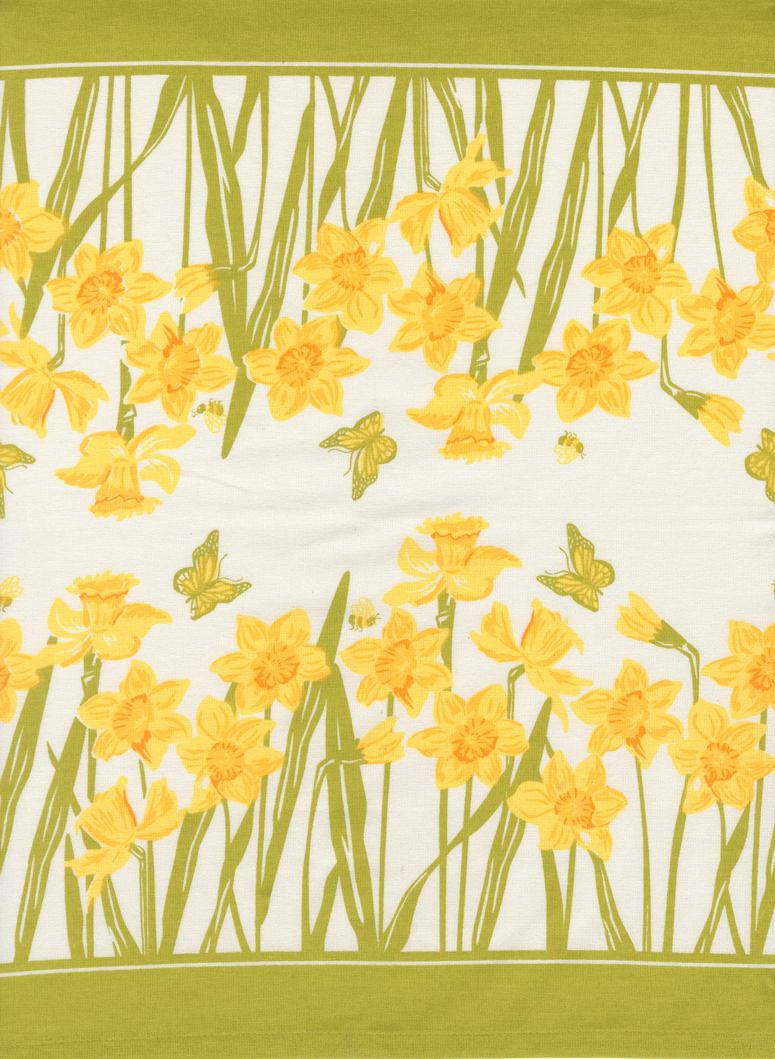 16" Classic Retro Floral Daffodil Toweling