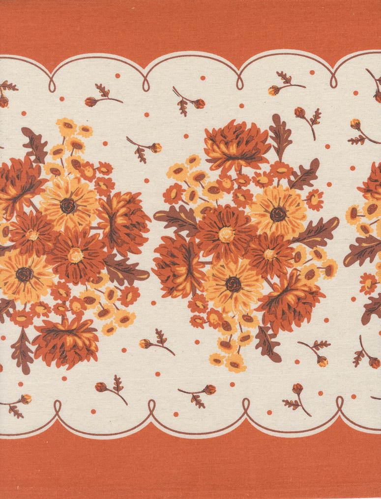 16" Classic Retro Floral Mums Toweling