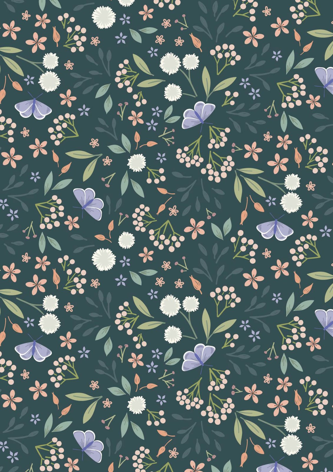 Floral Odyssey - Deep Teal • Sky Garden by Cassandra Connolly