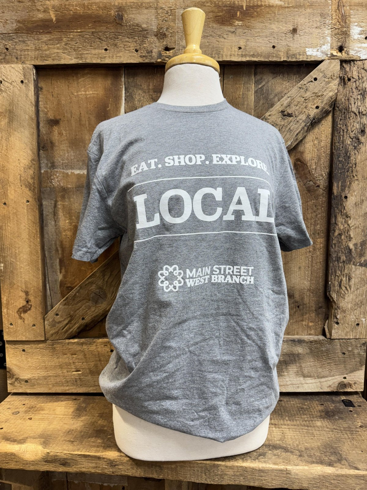 MSWB • M - Heather Grey - "LOCAL, Eat. Shop. Explore" T-Shirt