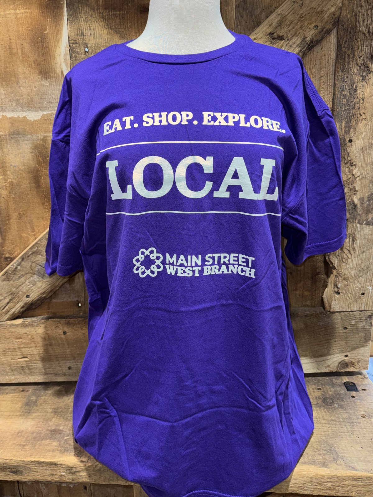 MSWB • XL- Purple - "LOCAL, Eat. Shop. Explore" T-Shirt