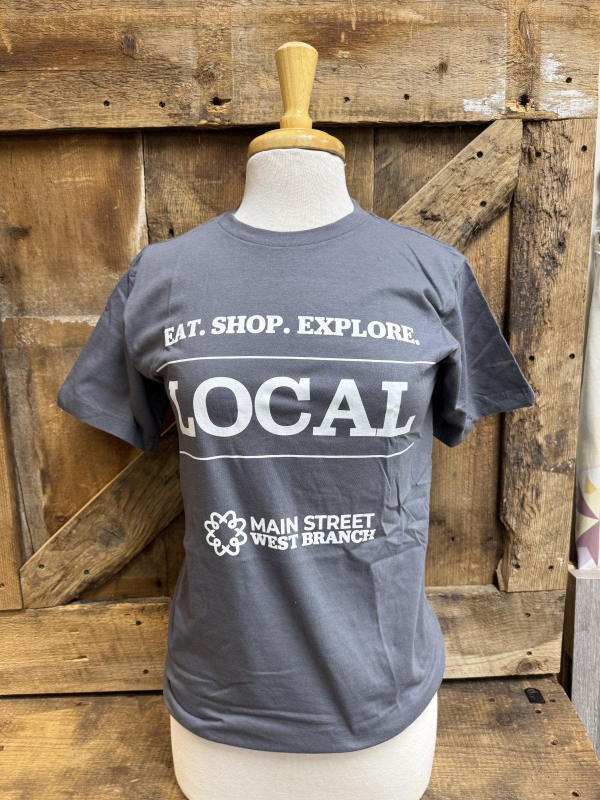 MSWB • S - Dark Grey - "LOCAL, Eat. Shop. Explore" T-Shirt