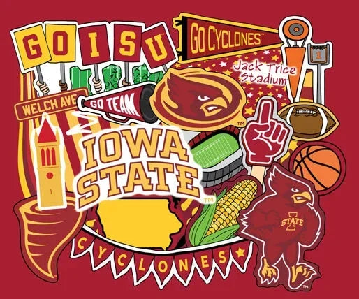 NCAA Iowa State Doodle Panel Cotton 36inx 43in