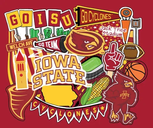 NCAA Iowa State Doodle Panel Cotton 36inx 43in