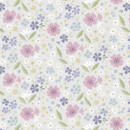 Floral Art on Pale Grey - LEICC32-2 • Floral Song