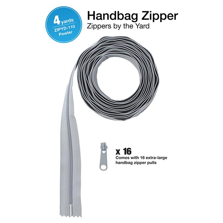 Zipper 4yds with Pulls - Pewter • By Annie
