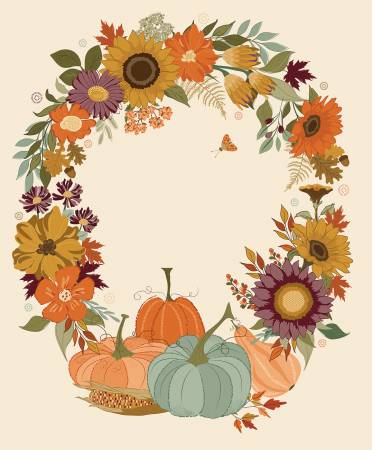 Cream Wreath Panel - 35 1/2in x 43in • The Awe of Autumn