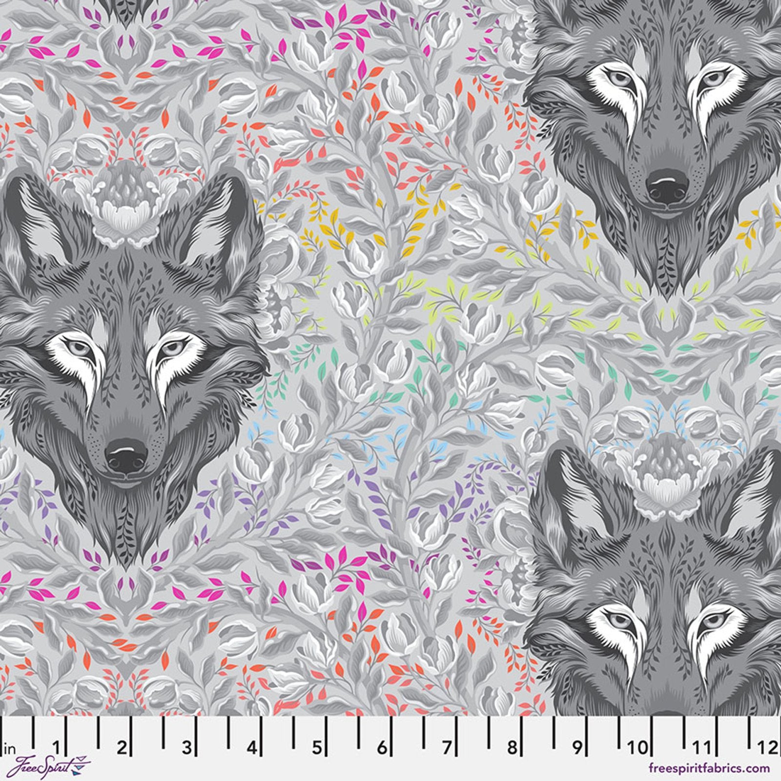 Wolf of Pink Street - Fog • Graywork by Tula Pink