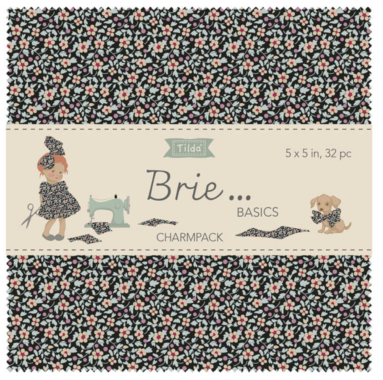 Brie Basics Charm Pack • Tilda 5in squares, 32pcs