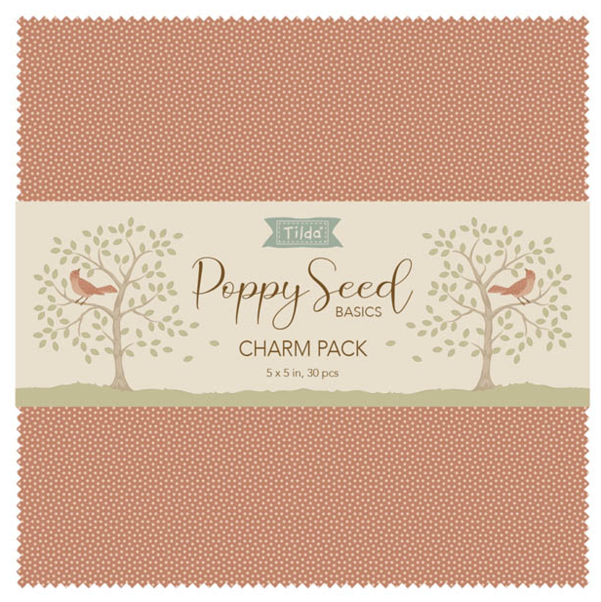 Poppy Seed Charm Pack • Tilda 5in squares, 30pcs 2ea