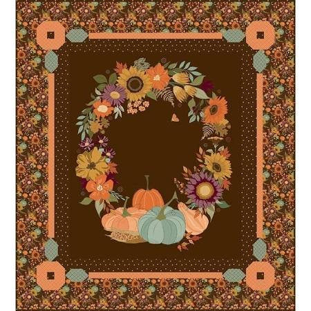 Autumn Wreath Panel Quilt Kit - Brown • The Awe of Autumn